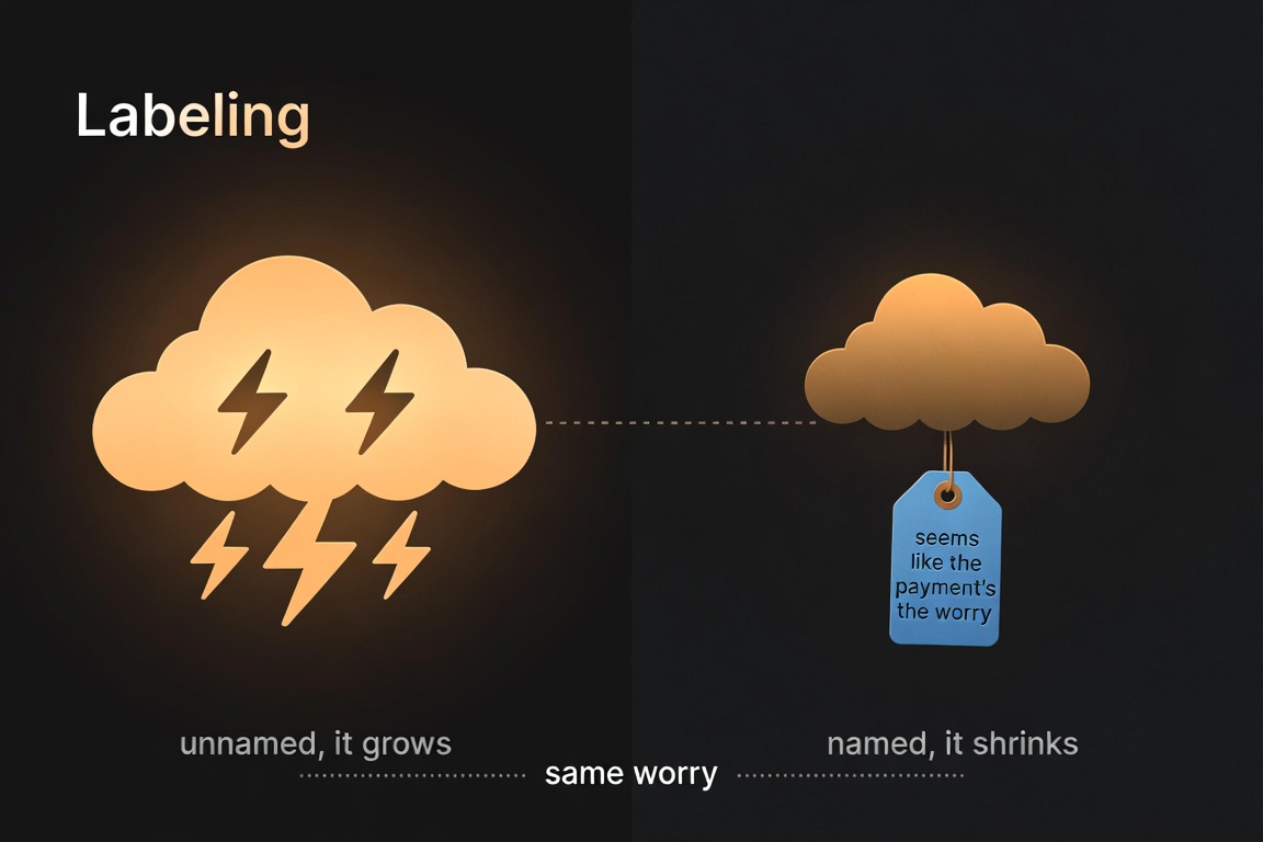 Labeling: the storm shrinks when a name is tied to it